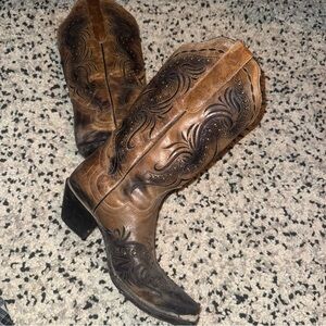 Authentic JB DILLON Brown and Black Western Cowboy Boots Leather